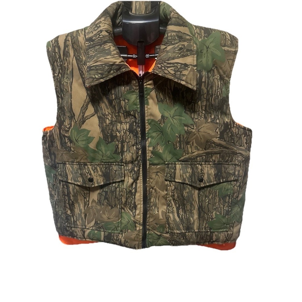 Vintage Winchester Vest Mens Large Reversible Trebark Camo Blaze Orange Hunting